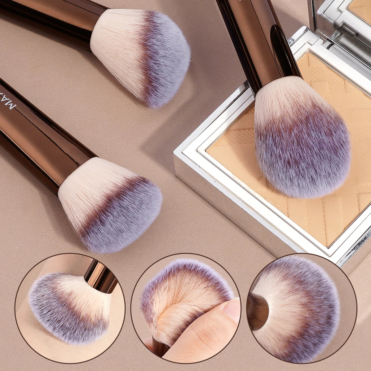 MAANGE 13 pièces ensemble de pinceaux de maquillage fond de teint correcteur poudre fard à paupières Blush brosse Kabuki mélange outil de beauté cosmétique pour le visage - Lencensa 