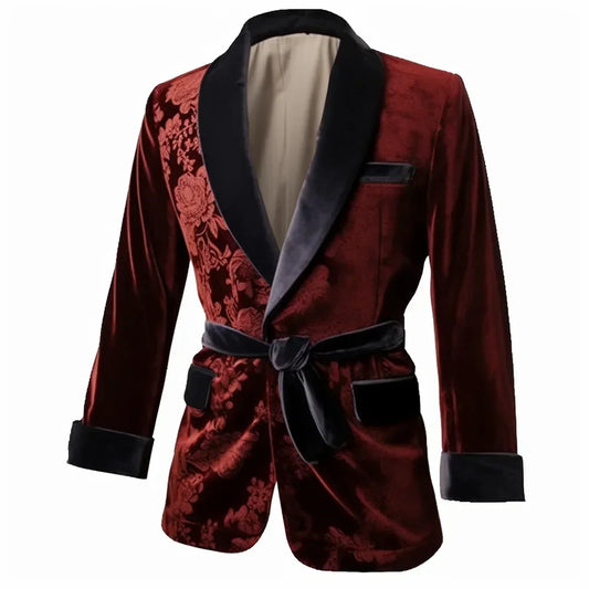 Veste de Fumage Vintage Lencensa - Robe d'Intérieur Élégante en Velours pour Hommes