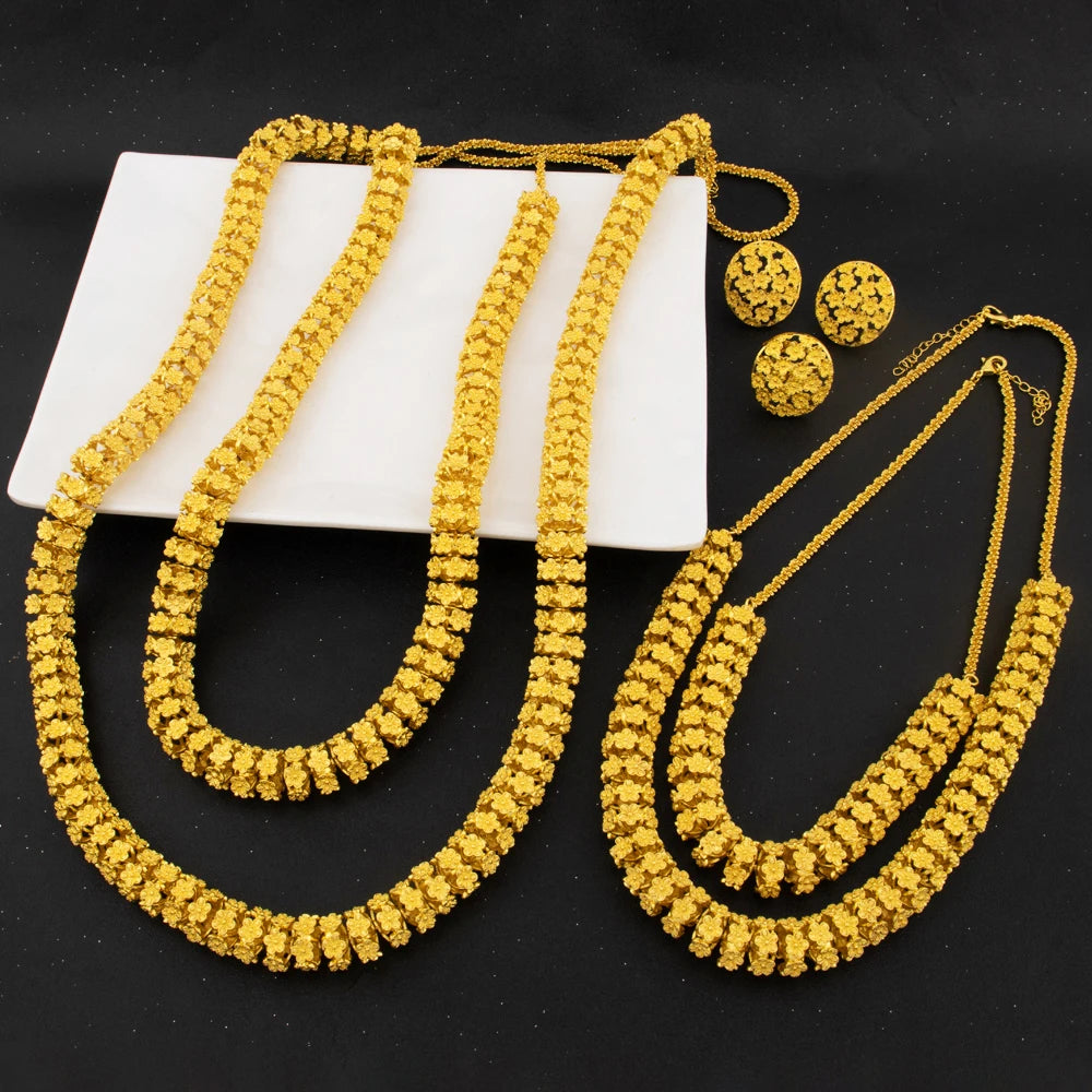 Ensemble Bijoux Luxe Plaqué Or - Collection Dubai Noble Unisexe