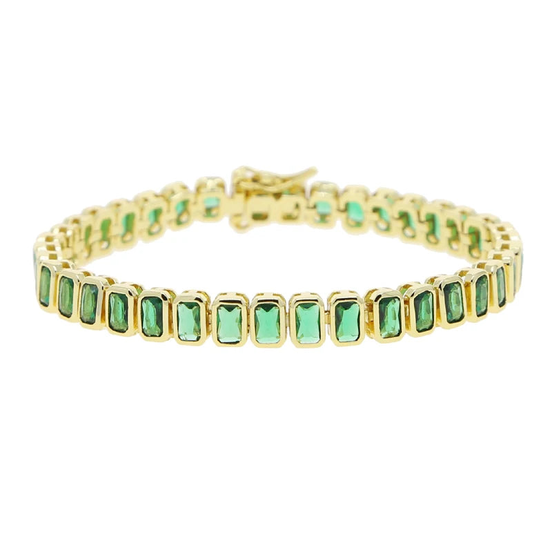 Bracelet en zircone cubique 5A CZ, lunette géométrique de différentes formes, chaîne de Tennis, bijoux classiques à la mode pour femmes