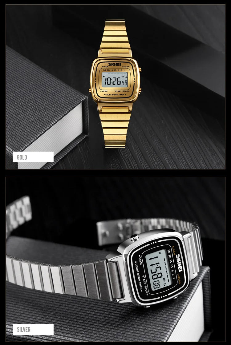 SKMEI 1901 luxe femmes montres petit cadran numérique Chrono calendrier Montre étanche dames Montre-bracelet horloge Montre femme 1620