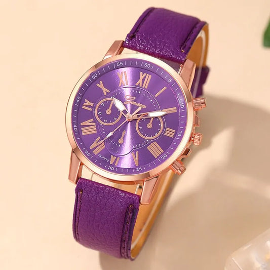 Reloj Mujer Mode Femmes Montres Dames Violet En Cuir Quartz Montre-Bracelet pour Femmes Bussiness Casual Montre Relogio Feminino