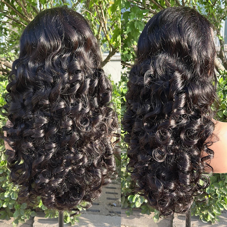 100% cheveux vierges brésiliens bruts Double dessiné vague rebondissante 13x4 dentelle frontale perruque 250% densité 4X4 HD dentelle fermeture porter et aller perruques