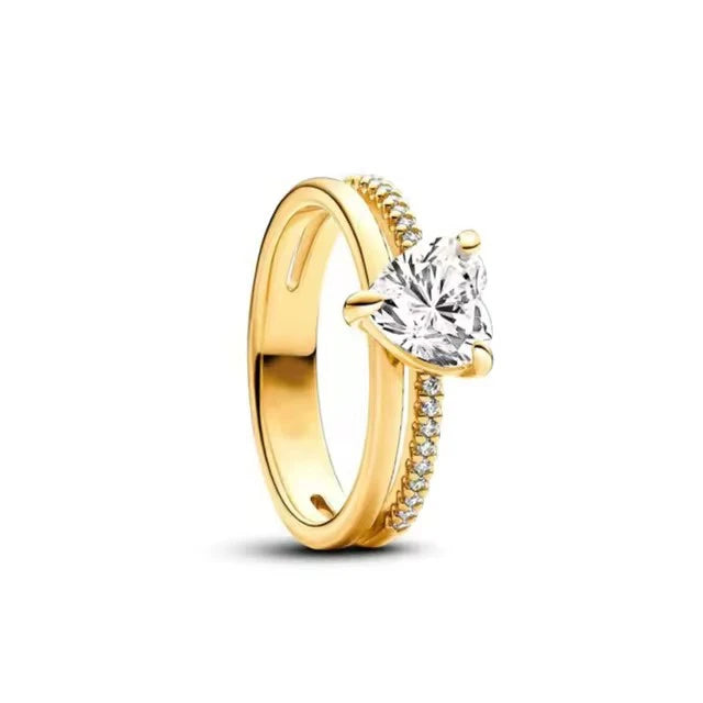 Miniso 925 originaux argent 18K plaqué or princesse voiture coeur Mickey Minnie bague de mariage ensemble pour femme Tiki bijoux cadeau de fête