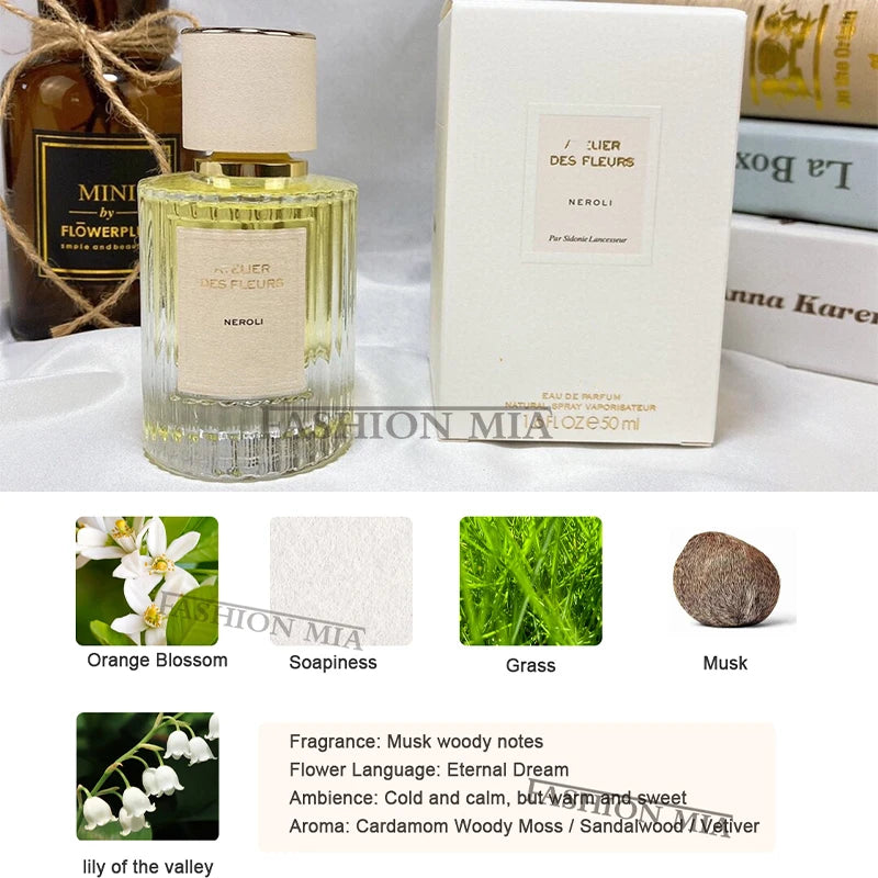 Vaporisateur d'eau de parfum perporcelain pour femme et homme, atomiseur longue durée, parfum de fleur boisée, parfum de musc, dame sexy, 50ml