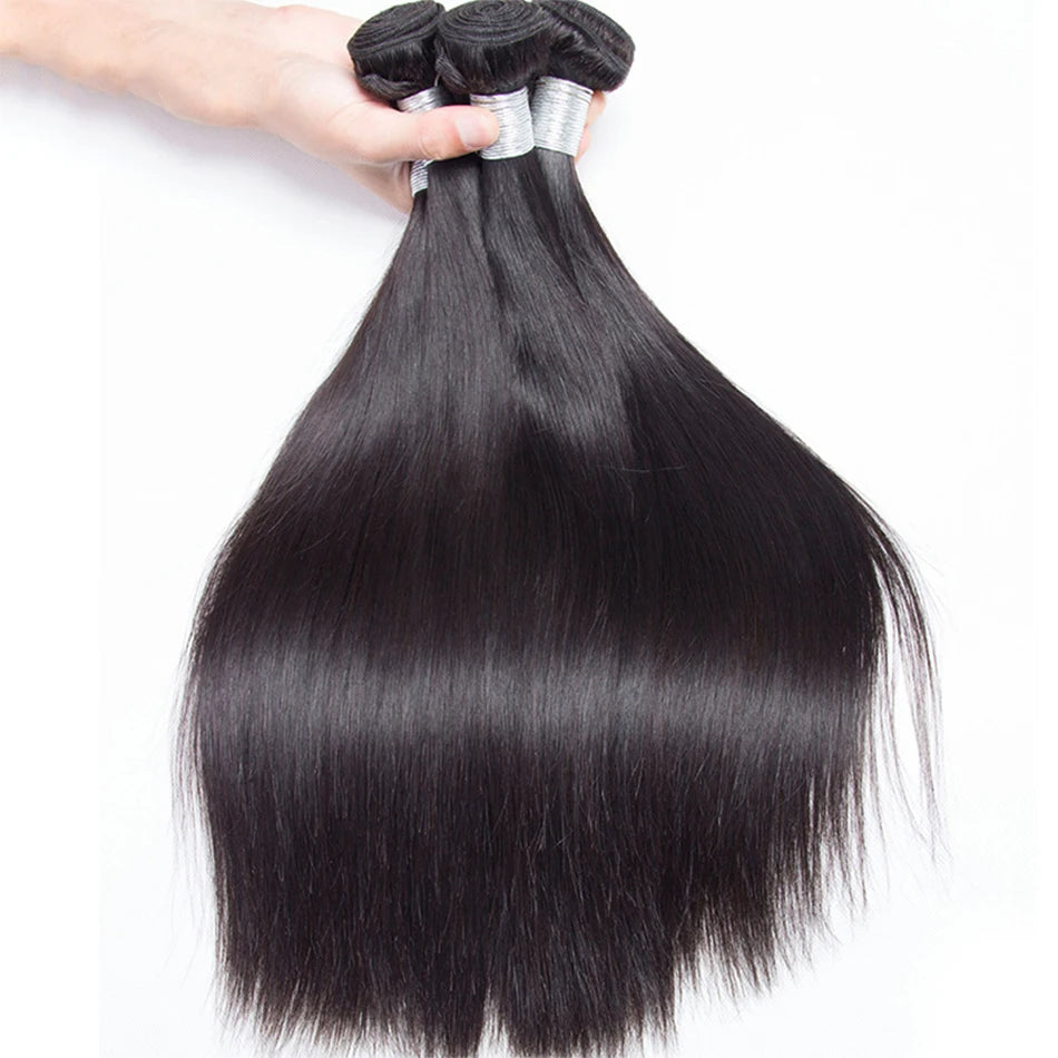 Paquets péruviens de cheveux humains droits d'os affaire des Extensions de cheveux vierges non transformés longs épais pas cher tissage de cheveux brésiliens naturel