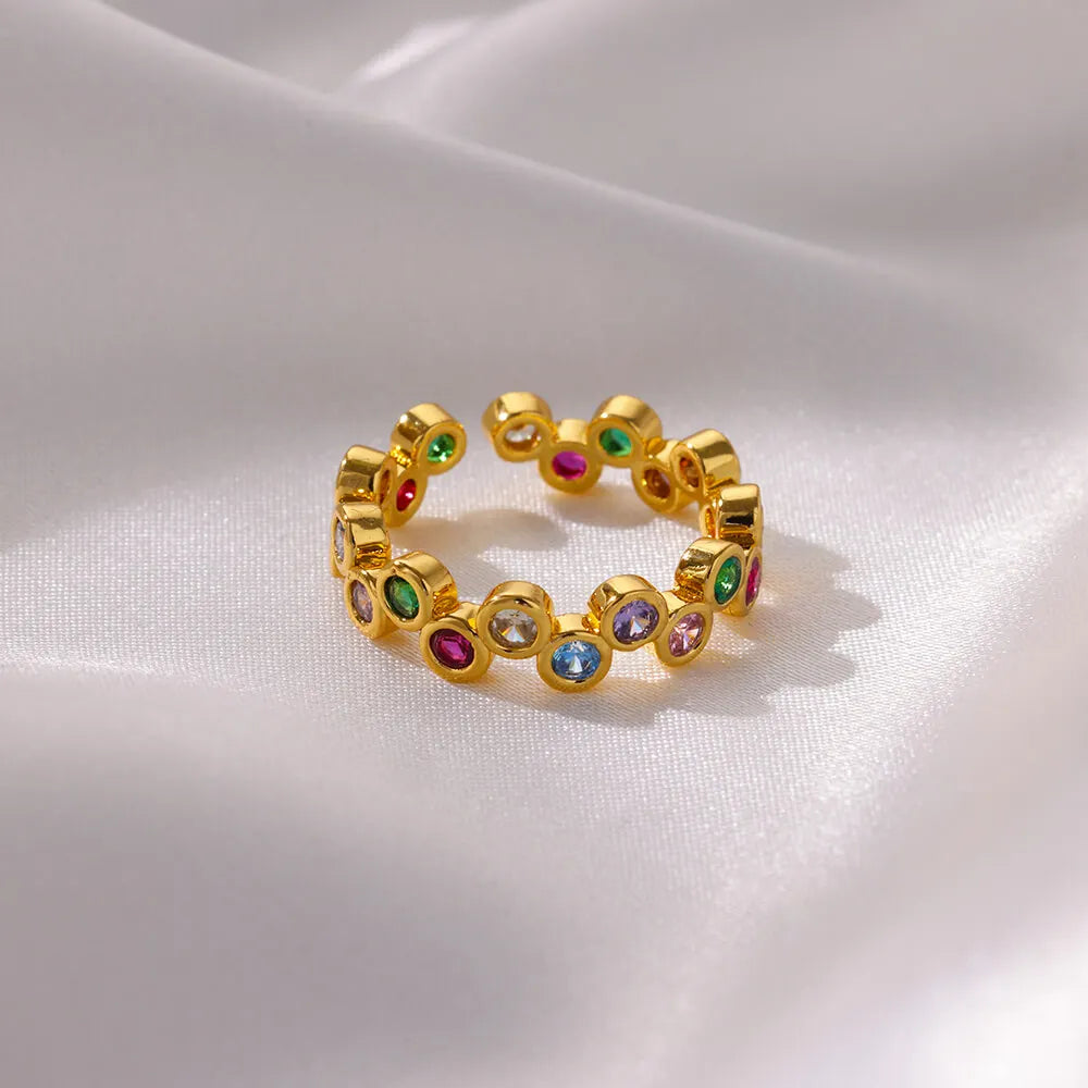 Bague Zircon Dorée Acier Inoxydable - Style Y2K Tendance 2025