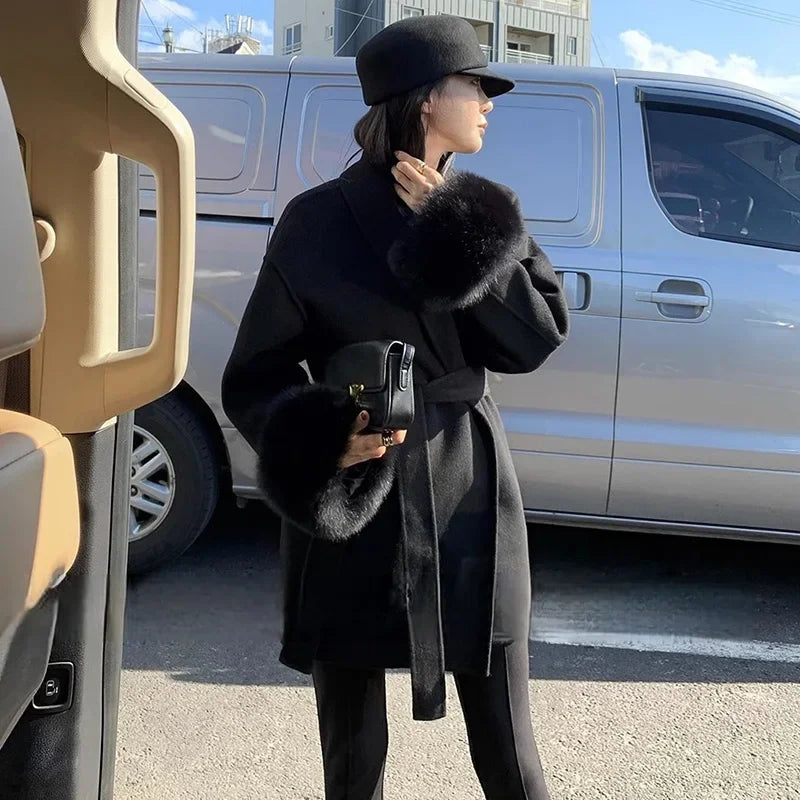 Manteau Femme Laine Double Face - Pardessus Élégant Bureau Dame 2025 - Lencensa 