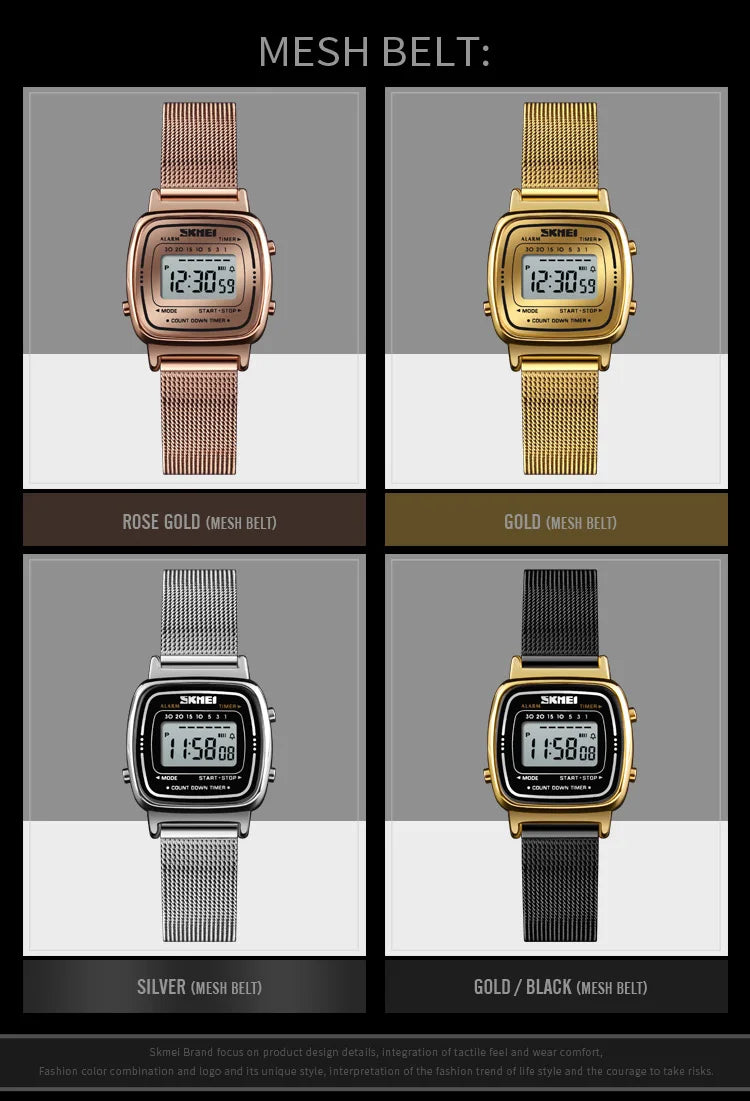 SKMEI 1901 luxe femmes montres petit cadran numérique Chrono calendrier Montre étanche dames Montre-bracelet horloge Montre femme 1620