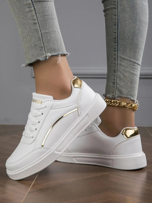 Espadrilles Femme Plateforme - Baskets Décontractées en Cuir