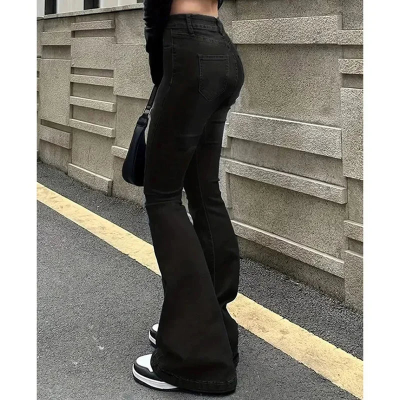 Jean Évasé Premium Femme Taille Haute - Denim Stretch Haute Qualité Bootcut