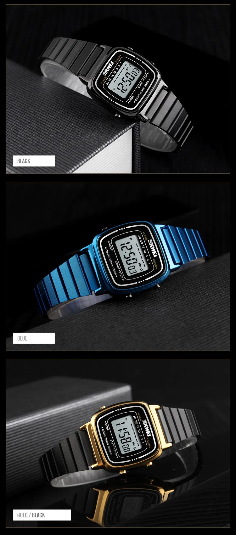 SKMEI 1901 luxe femmes montres petit cadran numérique Chrono calendrier Montre étanche dames Montre-bracelet horloge Montre femme 1620