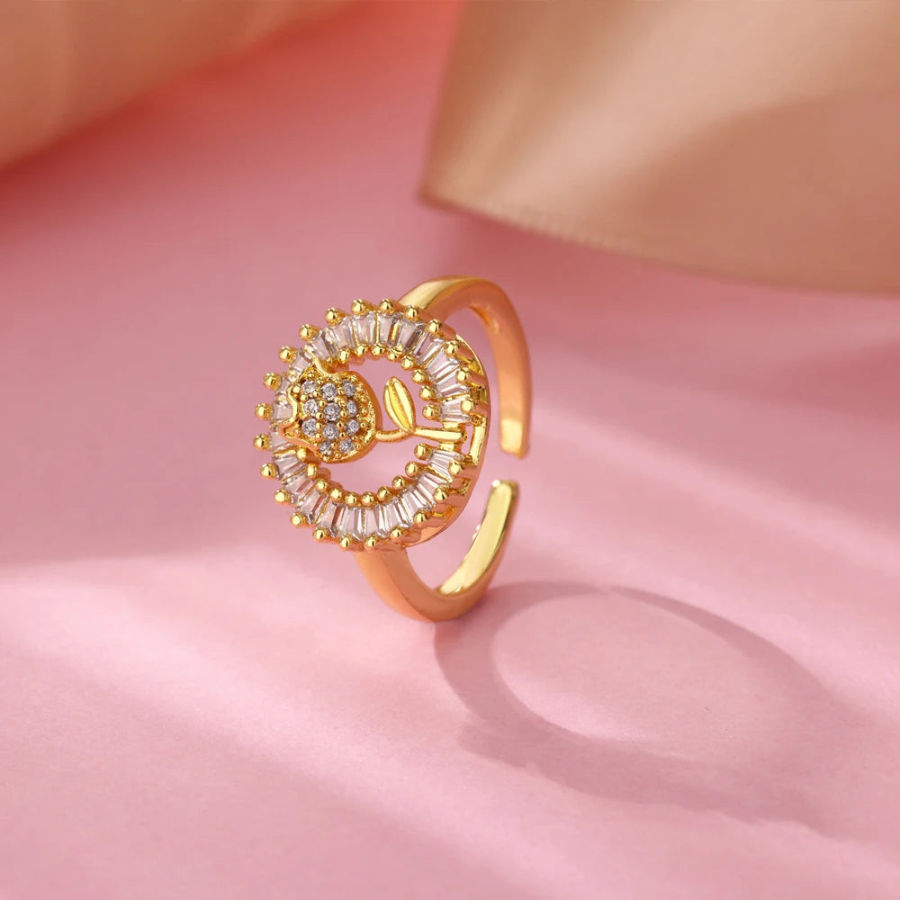 Bagues géométriques en acier inoxydable et Zircon pour femmes, bijoux de luxe, mauvais œil, couleur or, réglables, tendance, cadeau esthétique de mariage