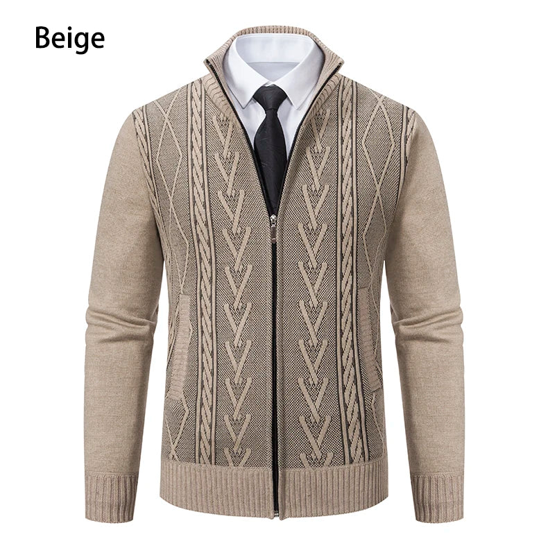 Cardigan Homme GQXAON Premium - Manteau Cachemire Zippé Automne-Hiver - Lencensa 
