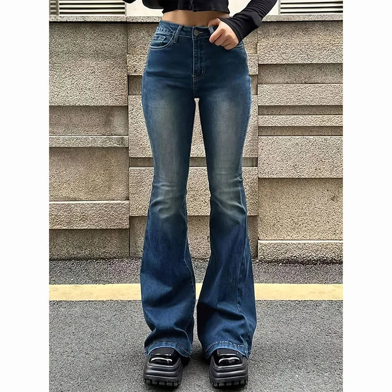 Jean Évasé Premium Femme Taille Haute - Denim Stretch Haute Qualité Bootcut