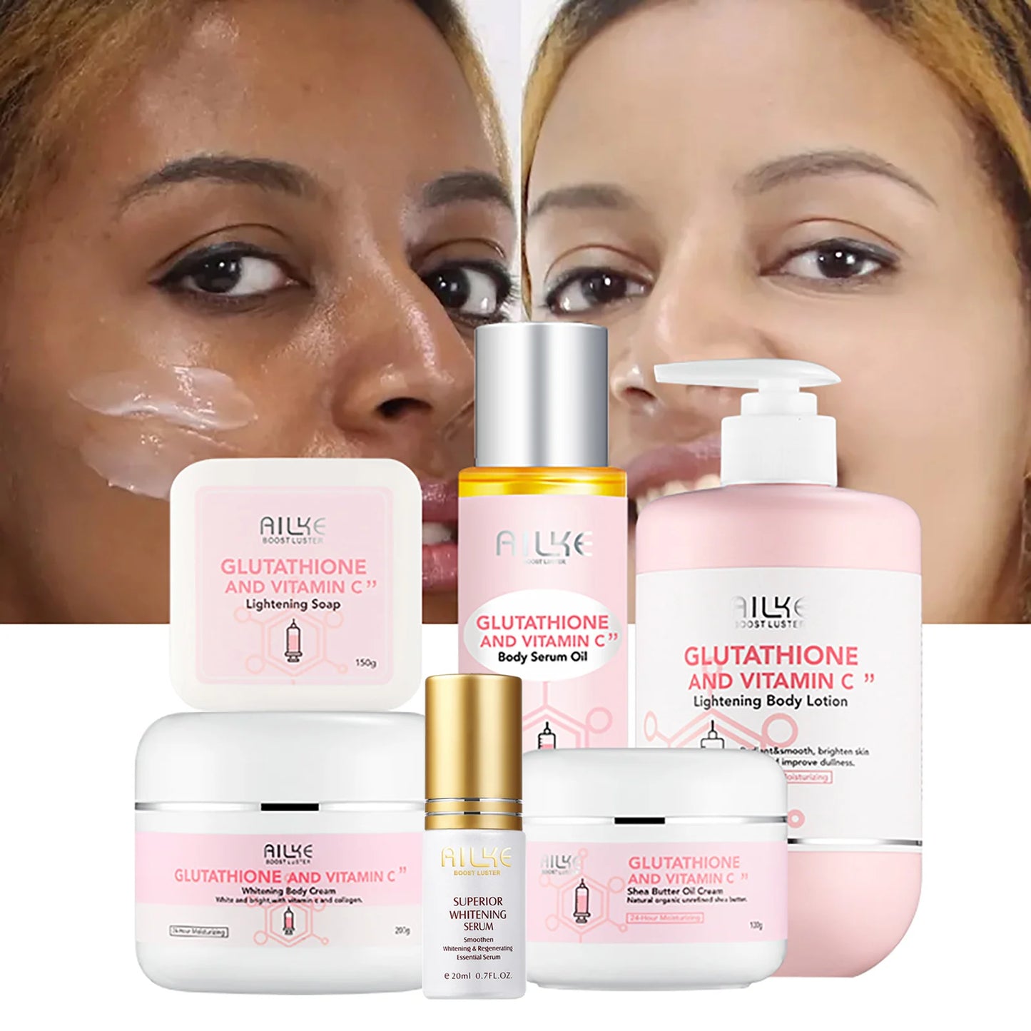AILKE-Crème hydratante blanchissante pour le visage, élimine les taches noires, soins de la peau du visage, gratitude, corps, glutathion, vitamine C, peau noire, nouvel ensemble
