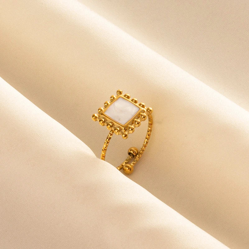 Bague en Acier Inoxydable Plaqué Or group pour Femme et Homme, Bijoux d'Anniversaire, Huile de Goutte à Goutte Blanche, Étoile, Cœur, Œil, Ouvert, Réglable, Vintage