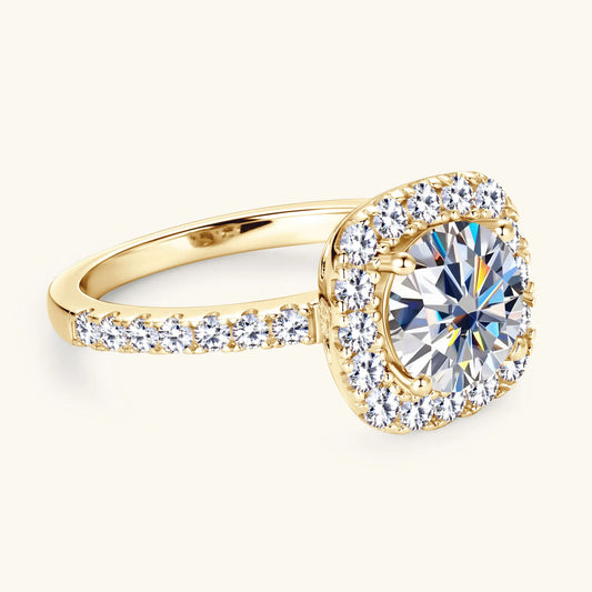 Bague Moissanite 2ct Certifiée GRA - Argent 925 Plaqué Or 18K