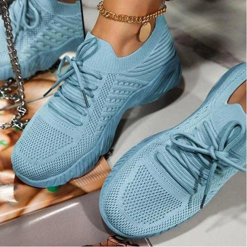 Baskets Femme en Maille Respirante - Chaussures Décontractées à Lacets