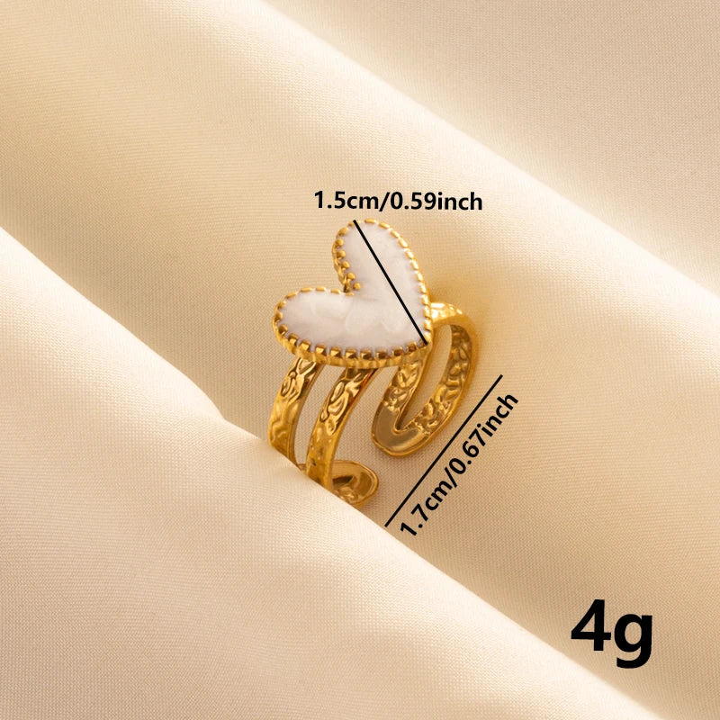 Bague en Acier Inoxydable Plaqué Or group pour Femme et Homme, Bijoux d'Anniversaire, Huile de Goutte à Goutte Blanche, Étoile, Cœur, Œil, Ouvert, Réglable, Vintage