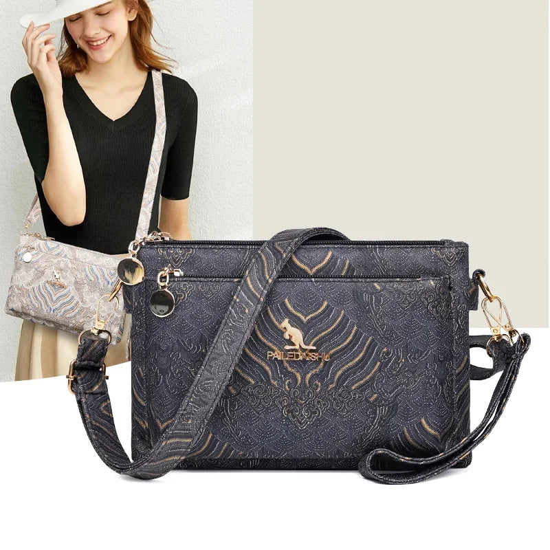 Sac à Main en Cuir de Luxe pour Femme, Sacoche de Marque Authentique, de Styliste, à Bandoulière, Multicouche, 03 Utilisation