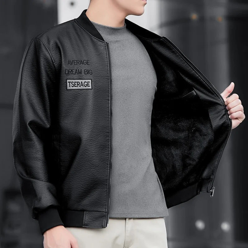 Veste en peluche épaisse pour hommes, de haute qualité, à la mode, belle veste en simili cuir, confortable et chaude, nouvelle collection