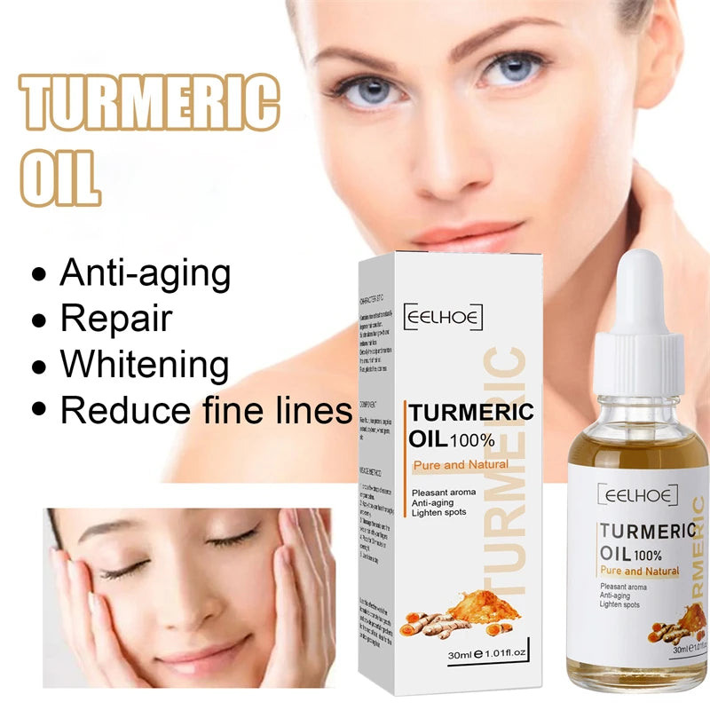 Sérum pour le visage au curcuma, rétrécit les pores, Essence réparatrice, mélanine, éclaircissant, hydratant, nourrissant, huile de cur-cumin, estompe les taches foncées, soins pour la peau