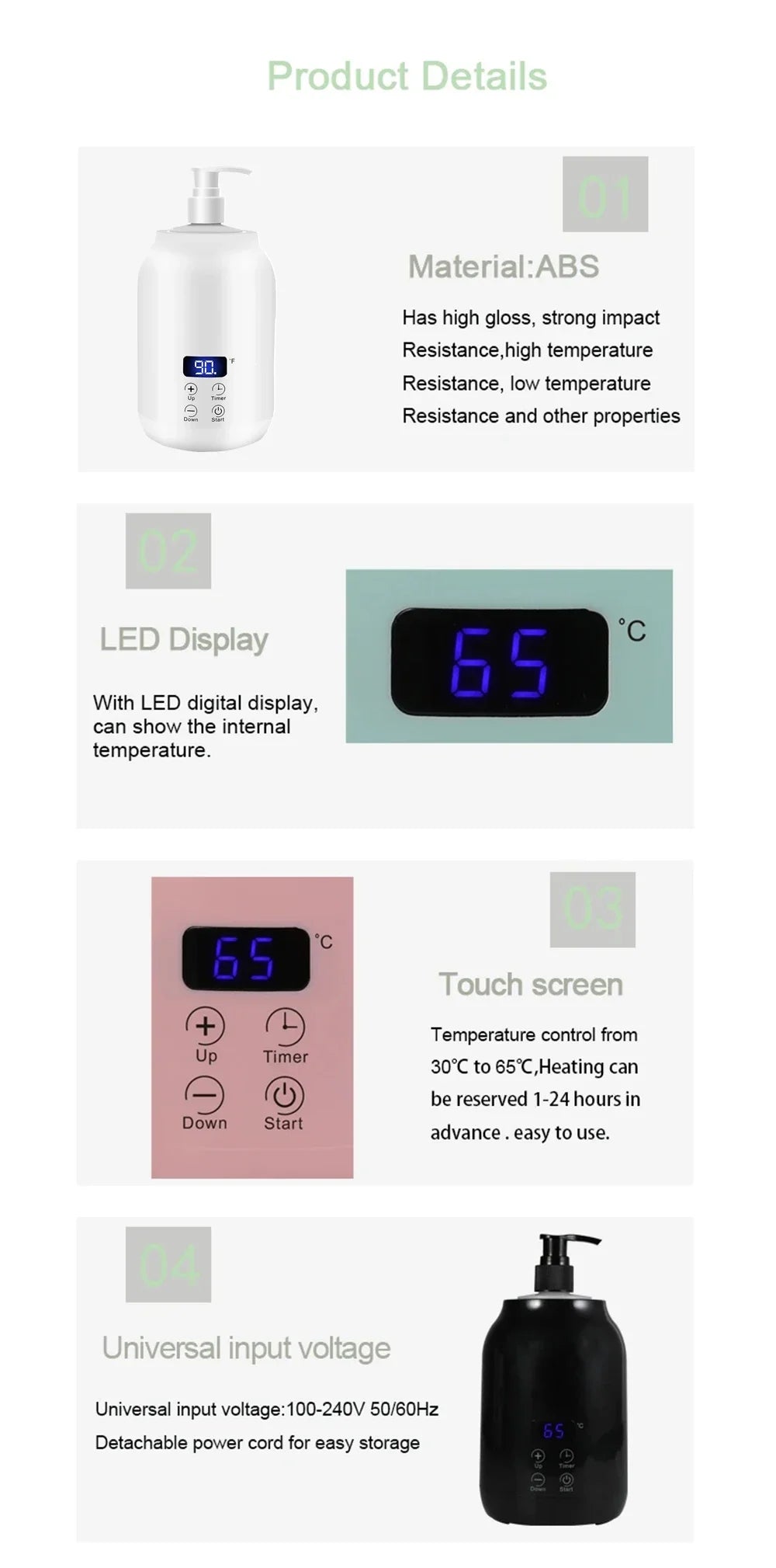 Chauffe-Lotion de Massage Digital - Réchauffeur Huile Crème LED Minuteur - Lencensa 