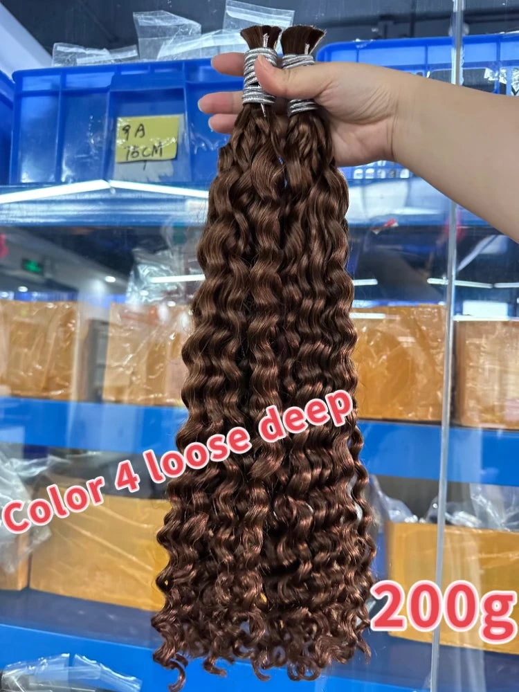 Perruque Cheveux Indiens Humains Bouclés pour Tressage, Extensions de Cheveux Humains, Deep At Wave, 100% Vrac