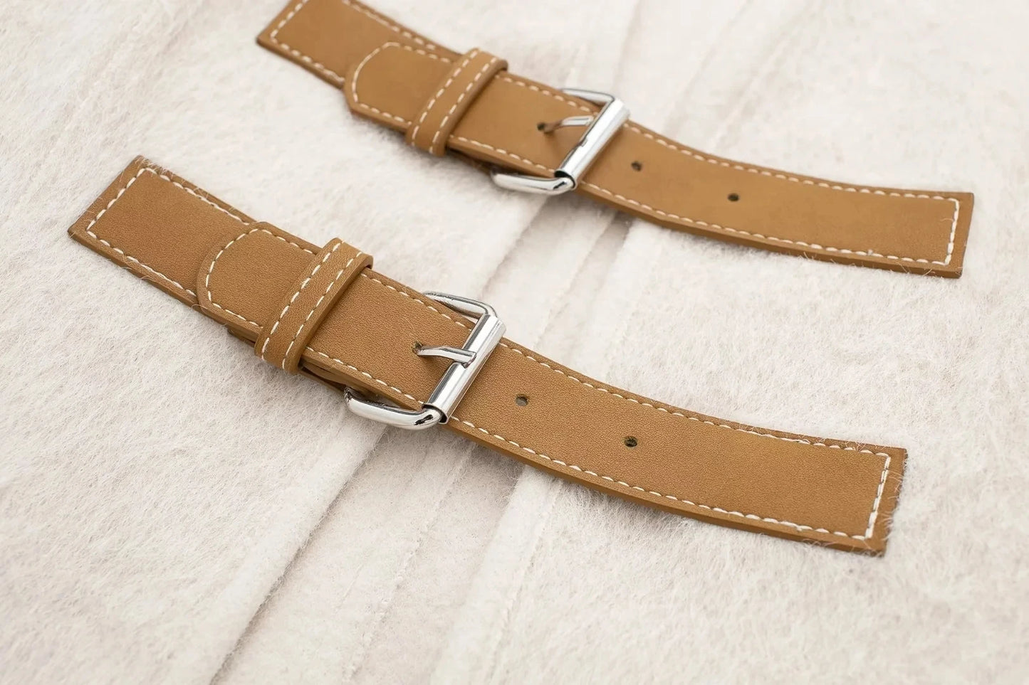 Manteau Lencensa - TRAFZA Rétro Cuir Boucle Laine Col V Beige Femme - Lencensa 