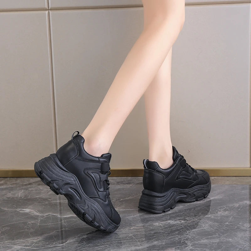 Baskets Femme Plateforme Blanches - Chaussures Sport à Lacets