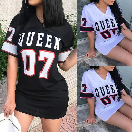 T-shirt Femme Col V Imprimé - Haut Décontracté Été