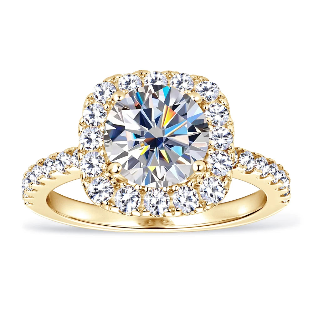 Bague Moissanite 2ct Certifiée GRA - Argent 925 Plaqué Or 18K