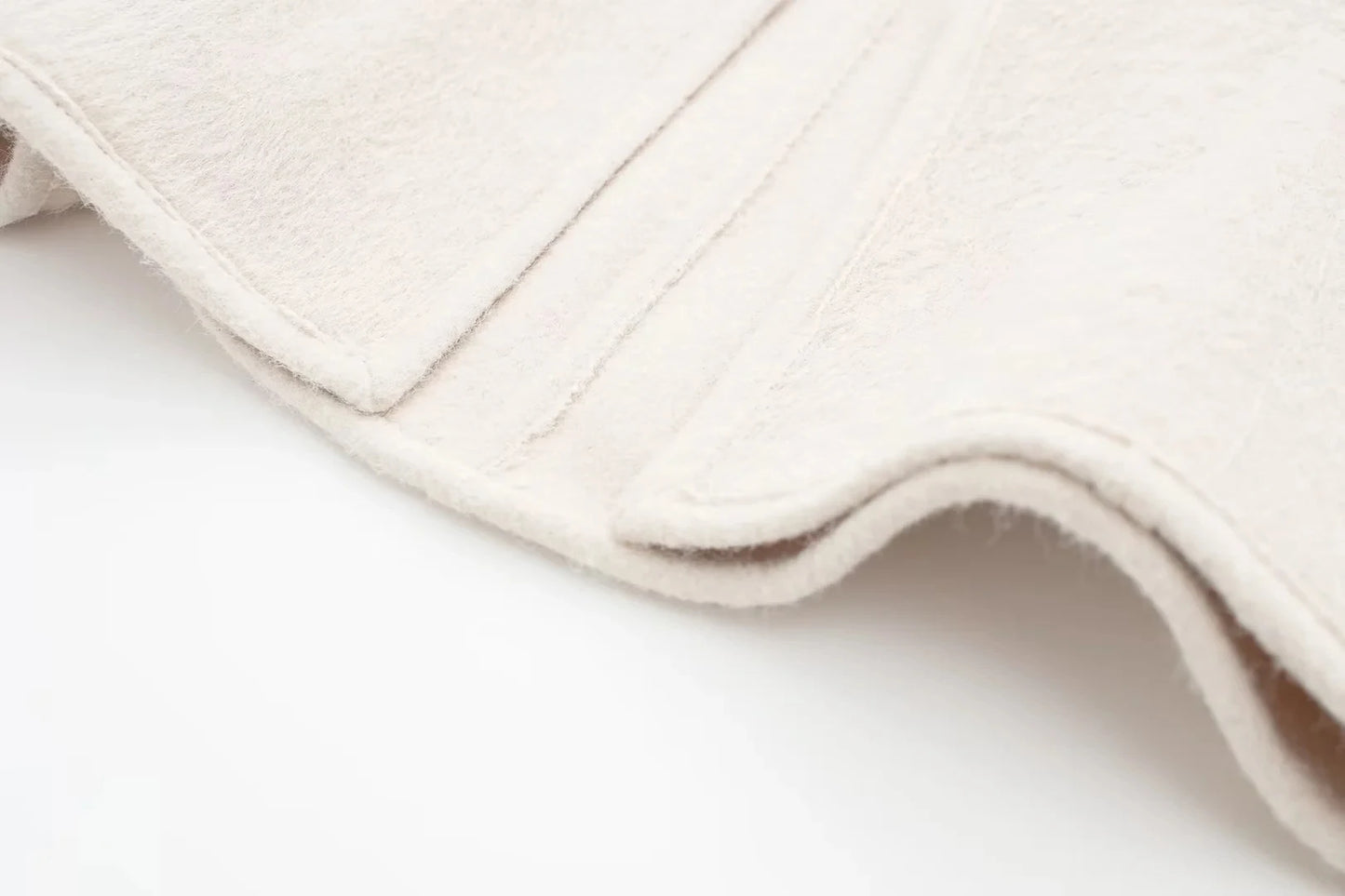 Manteau Lencensa - TRAFZA Rétro Cuir Boucle Laine Col V Beige Femme - Lencensa 