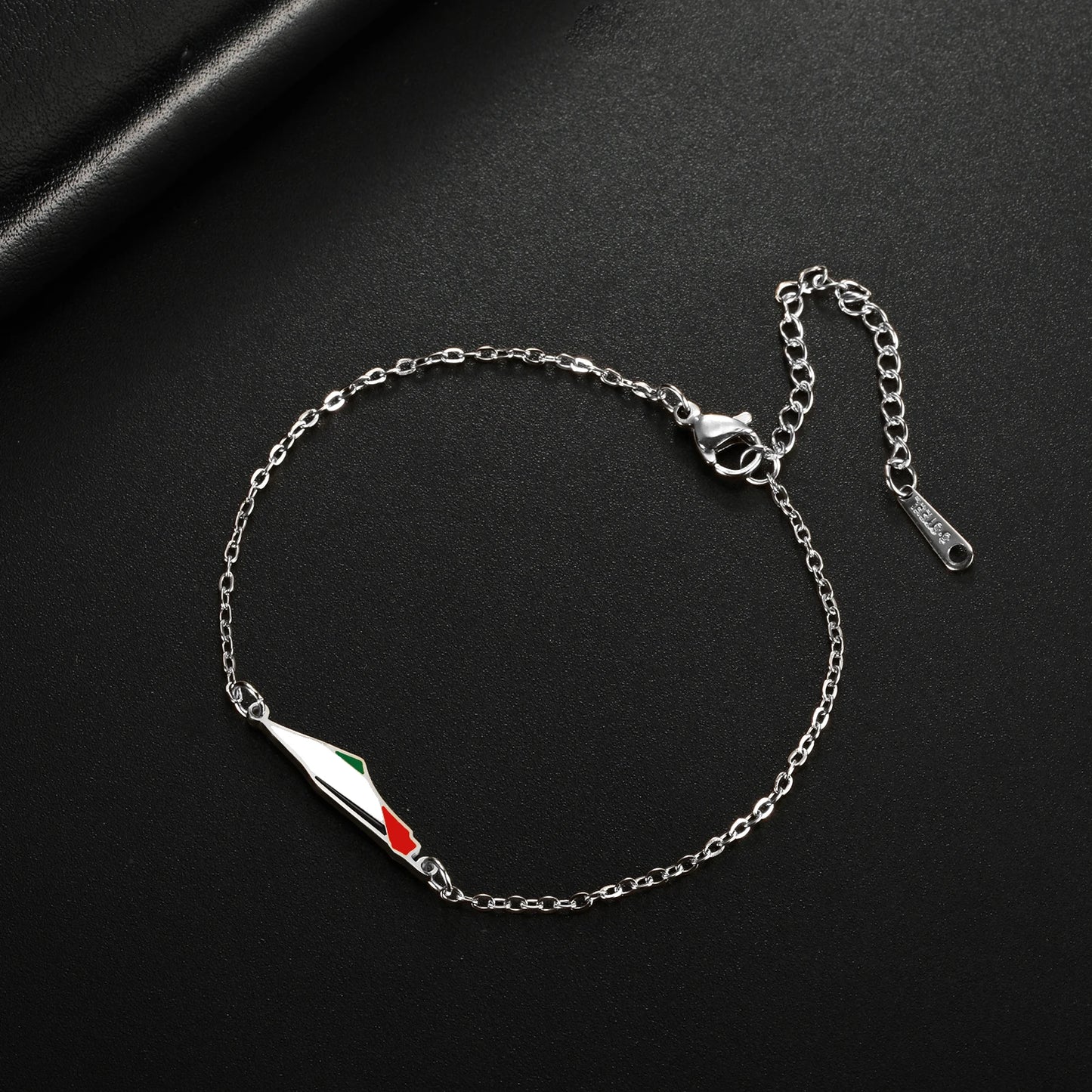 COOLTIME Bracelet à breloques pour femme avec carte de la Palestine en acier inoxydable réglable à double couche pour homme et femme, bijoux en gros
