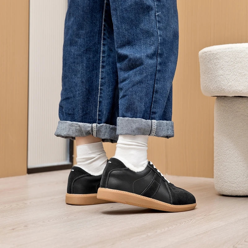 Baskets Femme en Cuir Véritable - Chaussures Décontractées Printemps 2025