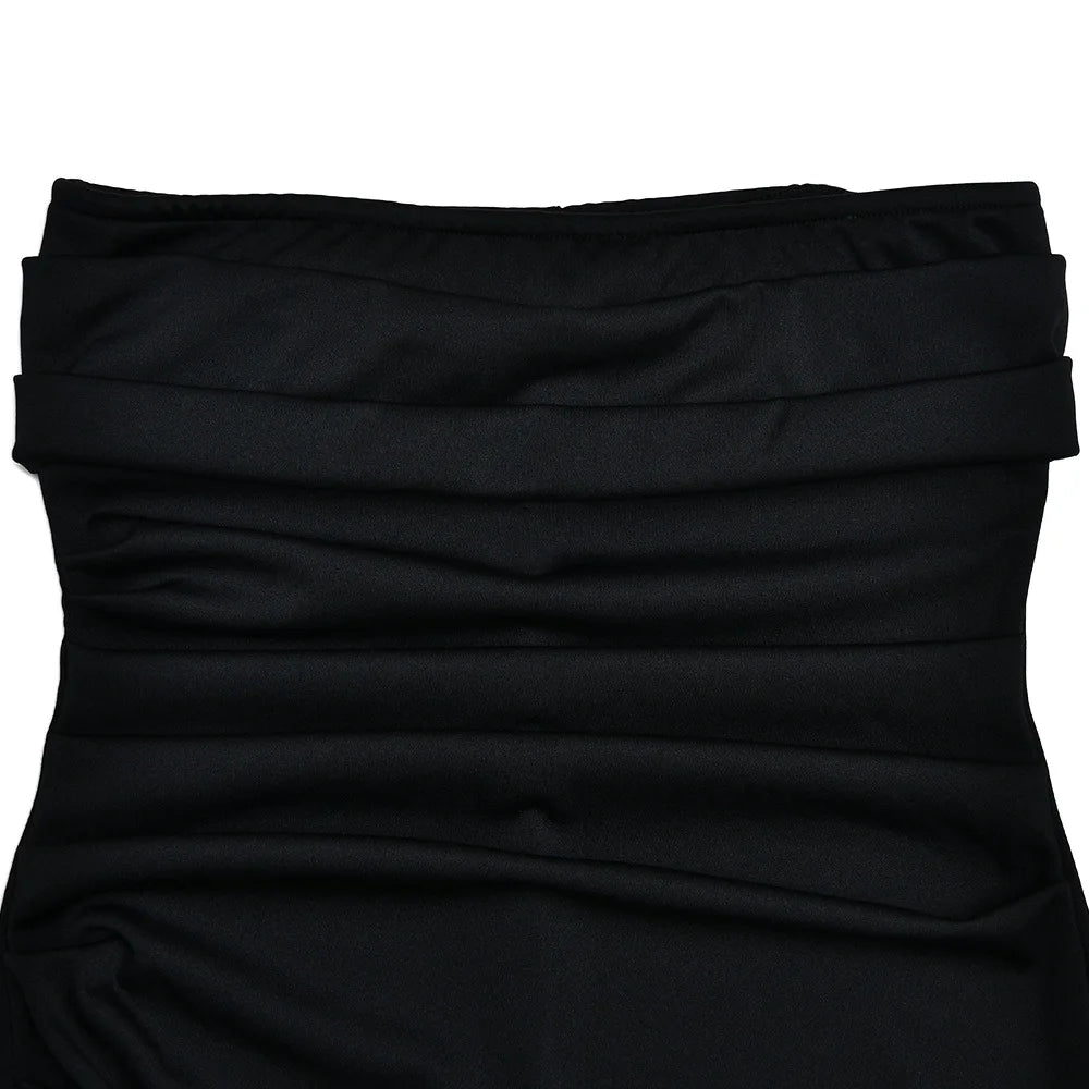 Robe Maxi fendue, épaules dénudées, élégante, taille haute, tenue de Club pour femmes, Sexy, sans bretelles, robe froncée