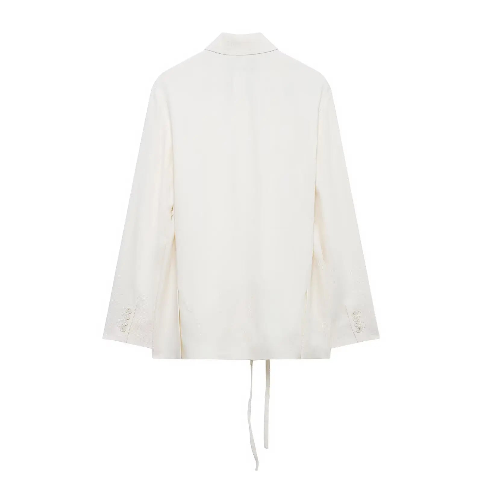 HH – costumes pour femmes, col rabattu blanc, manches longues, blazer à lacets + pantalon Long taille haute avec fermeture éclair, ensembles de mode printemps - Lencensa 