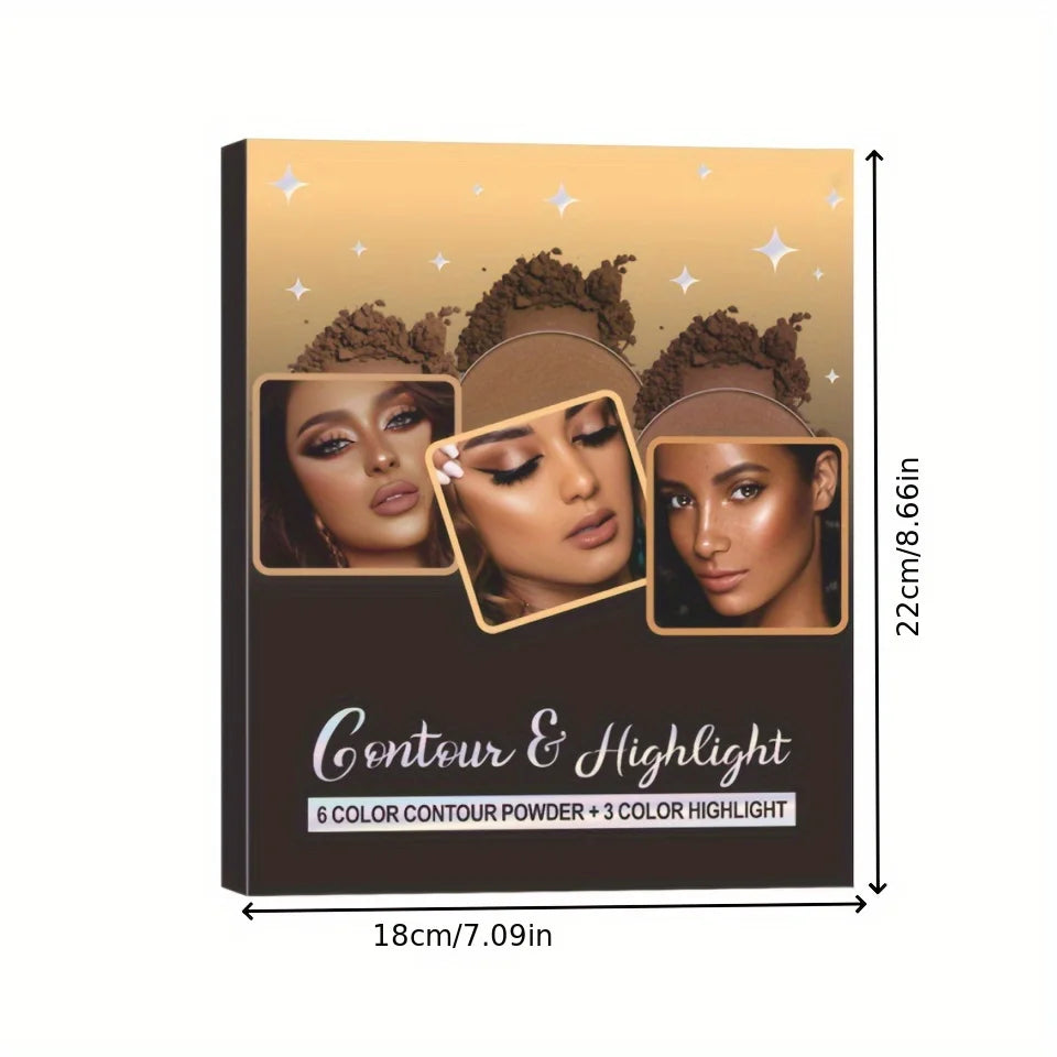 Kit de Palette de maquillage 9 couleurs, 1 pièce, 6 couleurs de Contour et 3 couleurs, outils de beauté imperméables longue durée pour le maquillage des femmes
