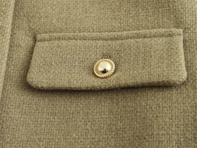 MUJER Tweed veste courte femme à manches longues veste Vintage femme mode bouton vestes élégantes pour les femmes nouveau en manteaux courts - Lencensa 