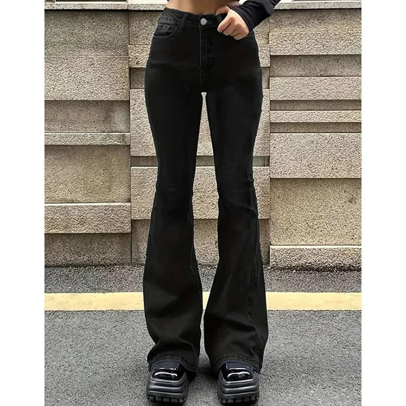 Jean Évasé Premium Femme Taille Haute - Denim Stretch Haute Qualité Bootcut