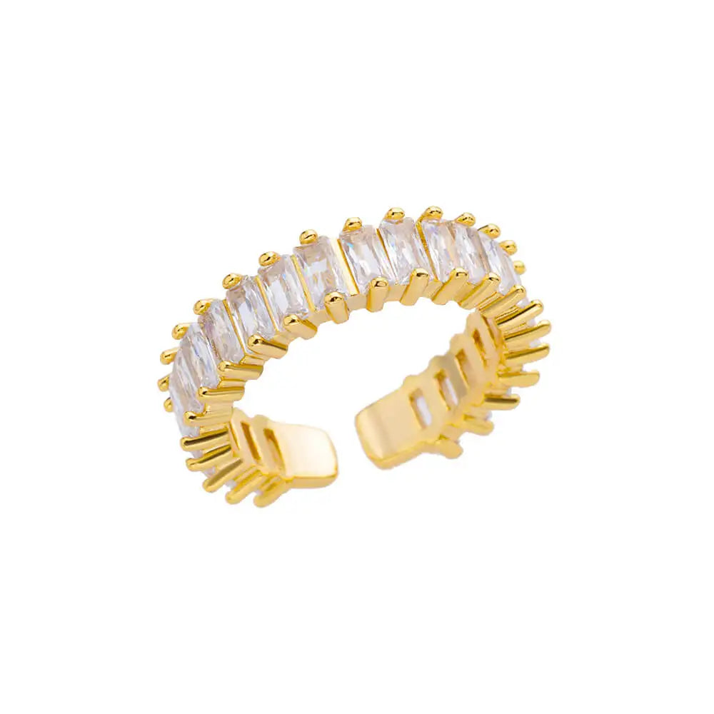 Bague Zircon Dorée Acier Inoxydable - Style Y2K Tendance 2025