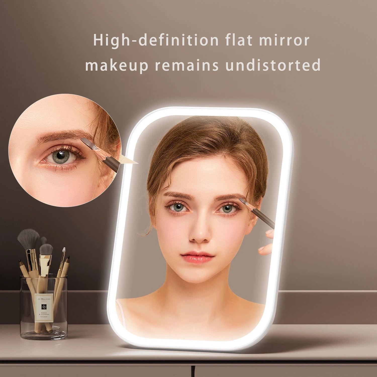 Miroir de maquillage portable, lumière de couleur réglable, lumière de maquillage, lampe de miroir sans fil, lampe de remplissage, Rotation rechargeable - Lencensa 