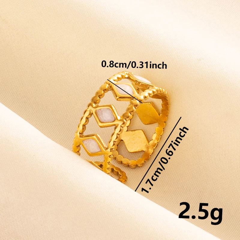 Bague en Acier Inoxydable Plaqué Or group pour Femme et Homme, Bijoux d'Anniversaire, Huile de Goutte à Goutte Blanche, Étoile, Cœur, Œil, Ouvert, Réglable, Vintage