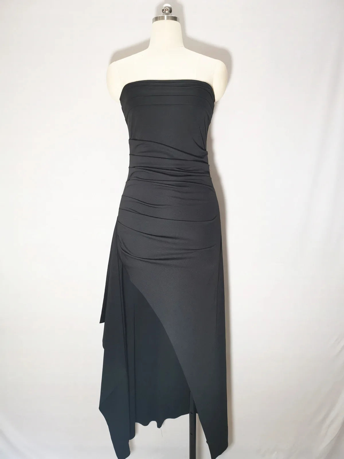 Robe d'été sexy bustier tubulaire fente haute dos nu à volants épaules dénudées sans manches mince élégant haut de gamme Club fête jupe longue robe de soirée robe de mariée
