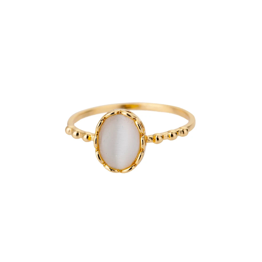 Bague Zircon Dorée Acier Inoxydable - Style Y2K Tendance 2025