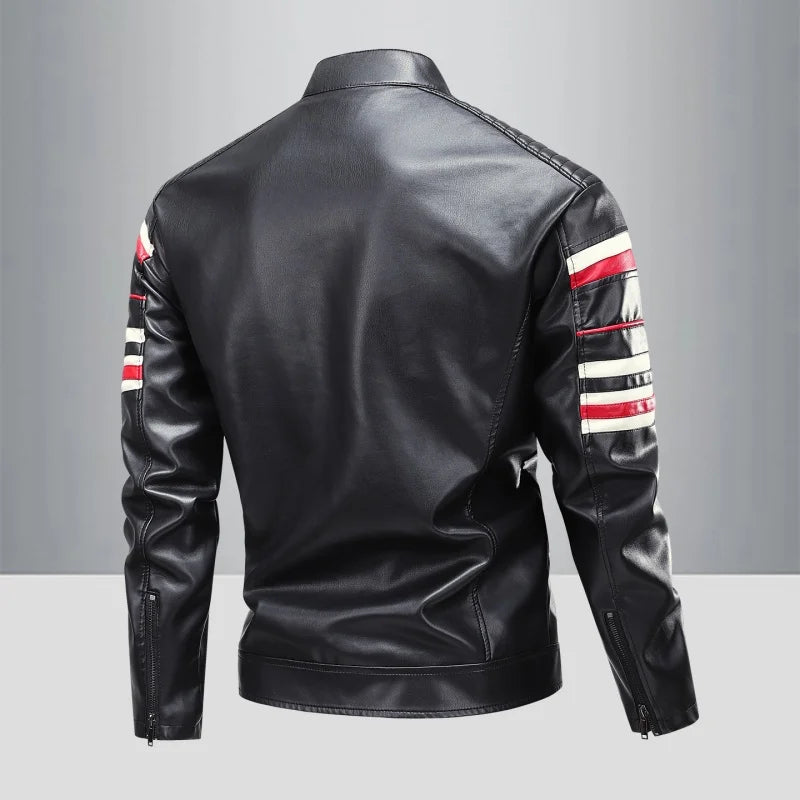 Veste Biker Premium Lencensa - Cuir PU Vintage Col Montant - Qualité Exceptionnelle