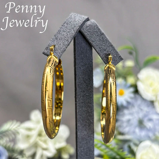 Grand rond plaqué or 18 carats boucles d'oreilles pour femmes cuivre Vintage cercle boucle d'oreille fête cadeaux de mariage ensembles de bijoux africains italiens