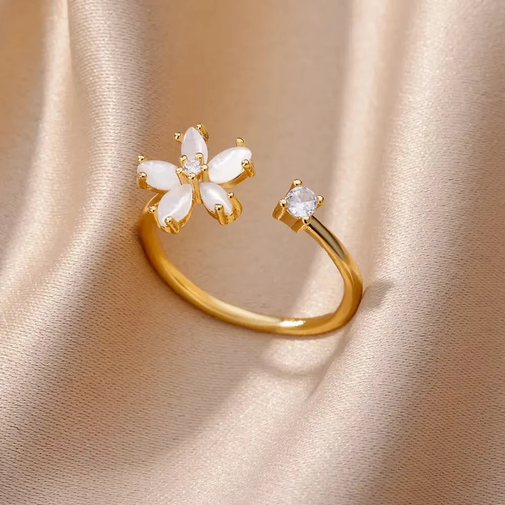 Bagues géométriques en acier inoxydable et Zircon pour femmes, bijoux de luxe, mauvais œil, couleur or, réglables, tendance, cadeau esthétique de mariage