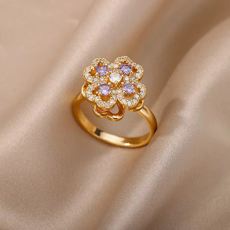 Bagues géométriques en acier inoxydable et Zircon pour femmes, bijoux de luxe, mauvais œil, couleur or, réglables, tendance, cadeau esthétique de mariage